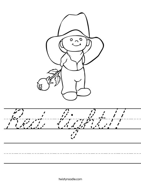 Cowboy with Rose Worksheet