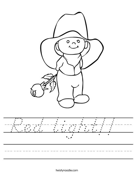 Cowboy with Rose Worksheet