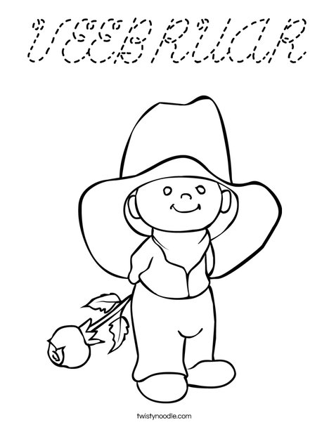 Cowboy with Rose Coloring Page
