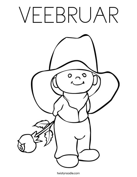 Cowboy with Rose Coloring Page