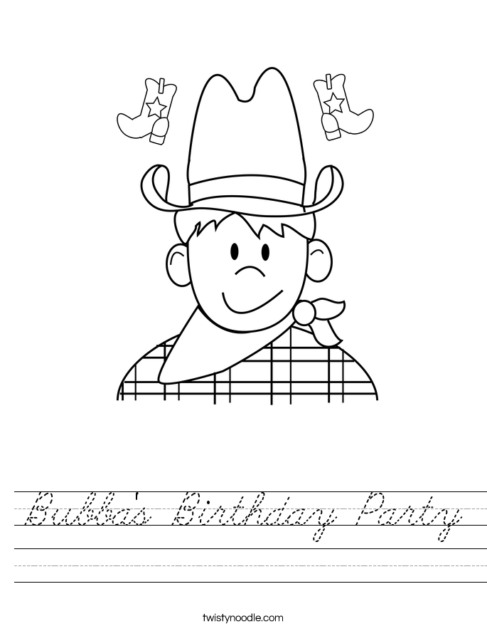 Bubba's Birthday Party Worksheet