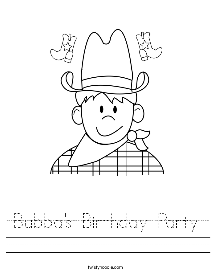 Bubba's Birthday Party Worksheet