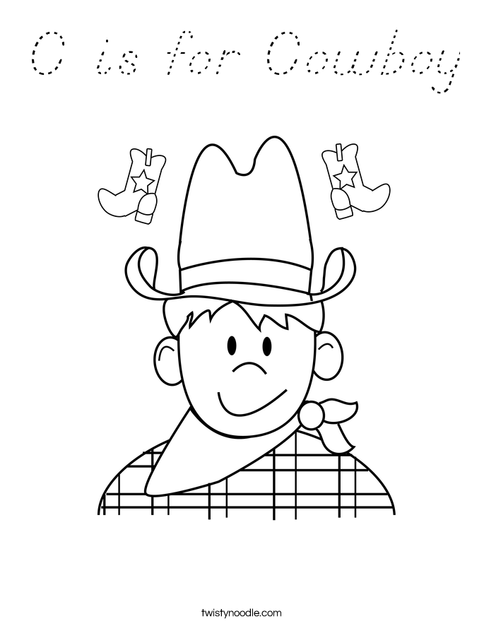 C is for Cowboy Coloring Page