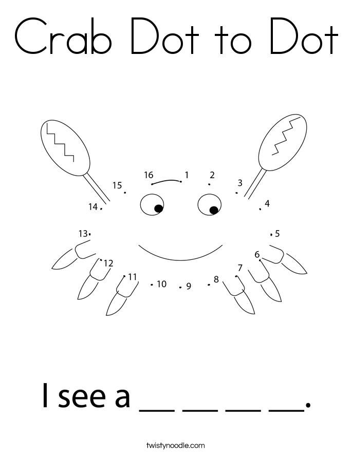Crab Dot to Dot Coloring Page
