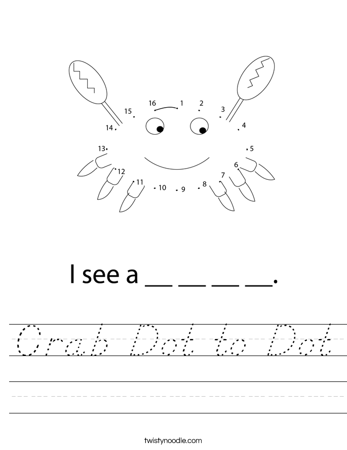 Crab Dot to Dot Worksheet