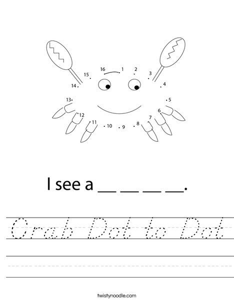 Crab Dot to Dot Worksheet