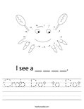 Crab Dot to Dot Worksheet