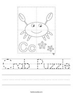 Crab Puzzle Handwriting Sheet