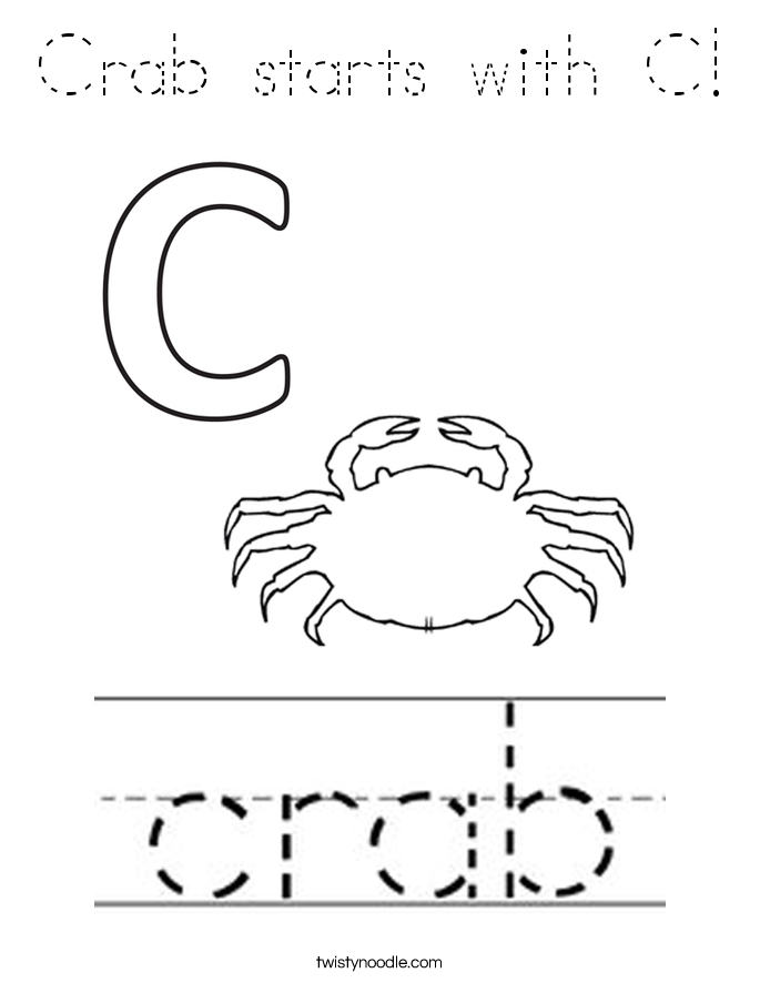 Crab starts with C! Coloring Page