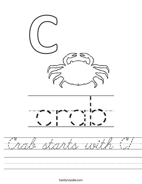 Crab starts with C! Worksheet