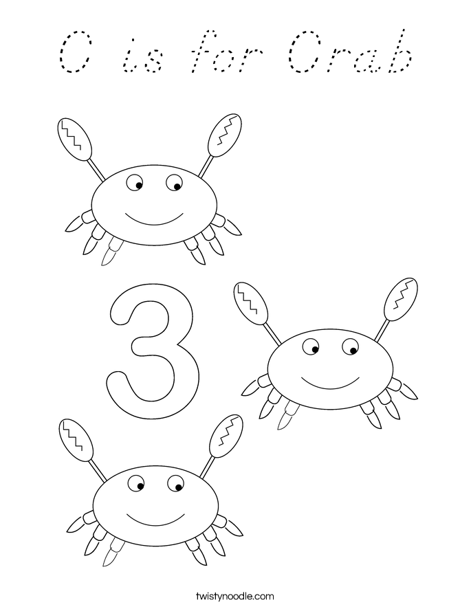 C is for Crab Coloring Page