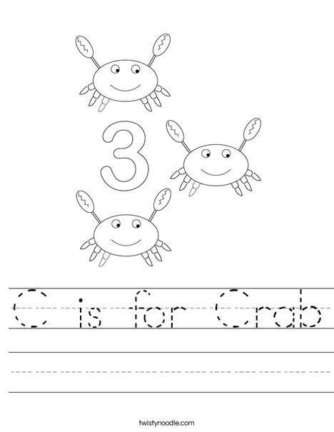 C is for Crab Worksheet - Twisty Noodle