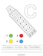 Crayon Color by Number Handwriting Sheet
