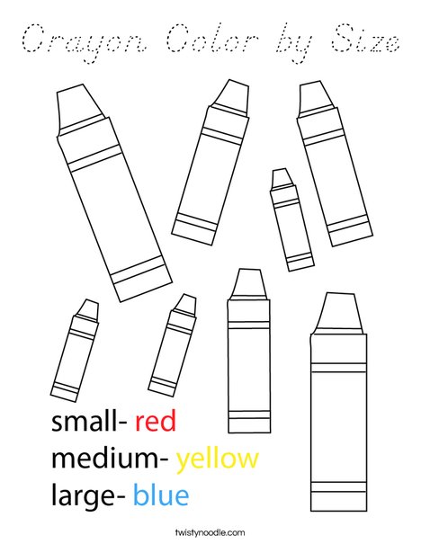 Crayon Color by Size Coloring Page