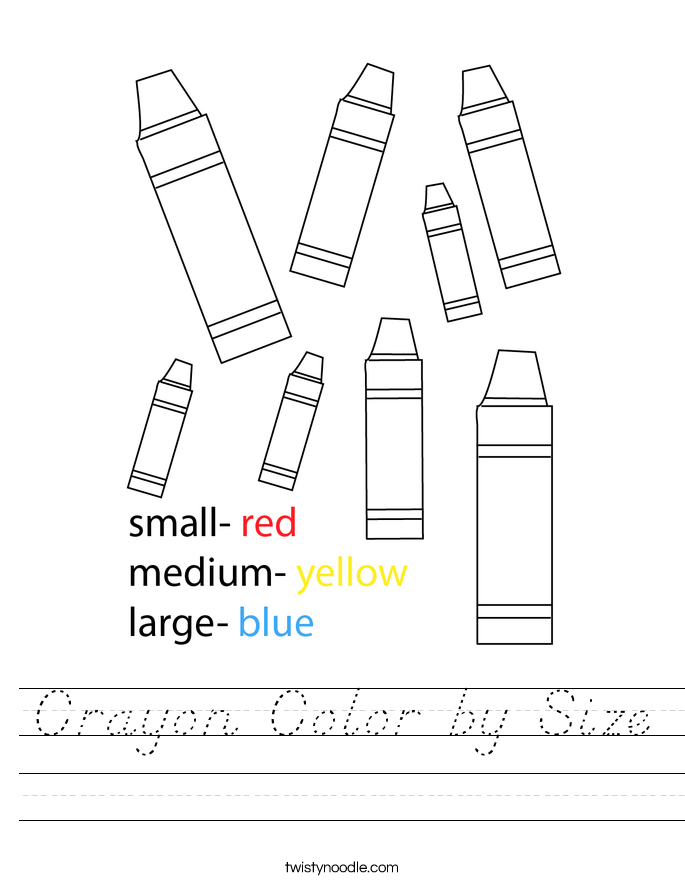Crayon Color by Size Worksheet