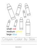 Crayon Color by Size Worksheet