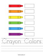 Crayon Colors Handwriting Sheet