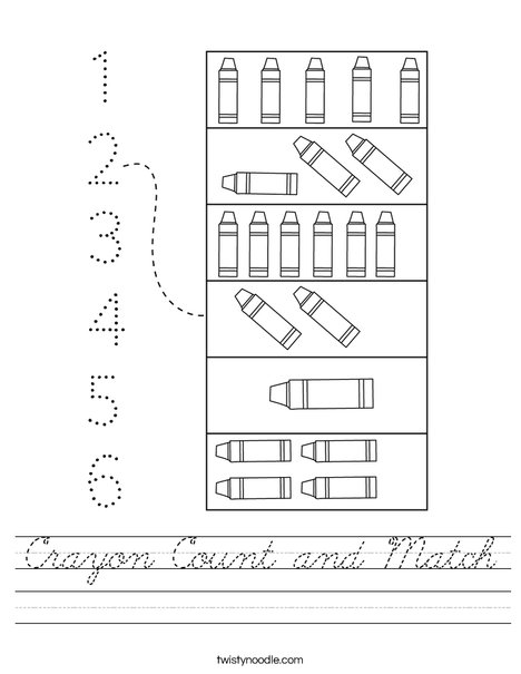 Crayon Count and Match Worksheet