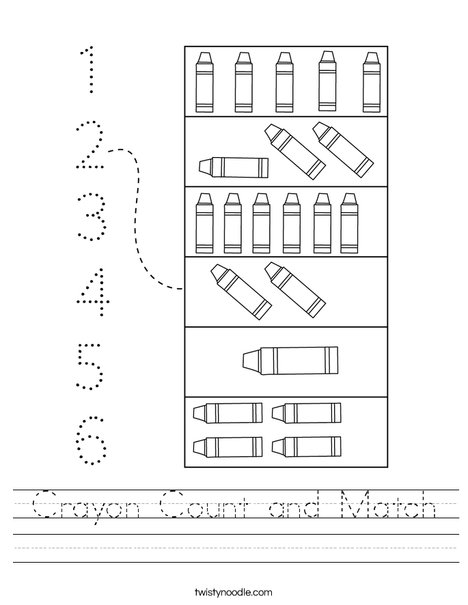 Crayon Count and Match Worksheet