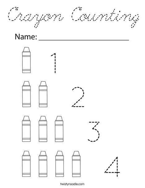 Crayon Counting Coloring Page