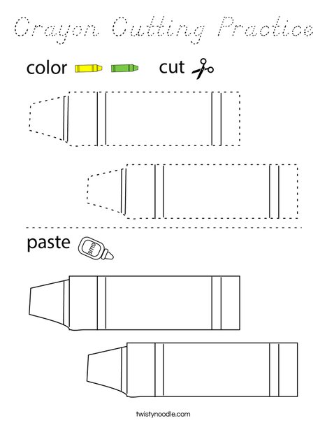 Crayon Cutting Practice Coloring Page