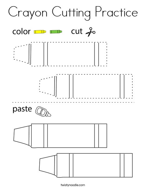 Crayon Cutting Practice Coloring Page