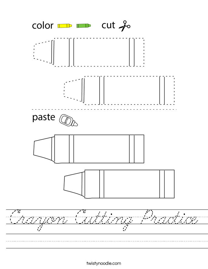 Crayon Cutting Practice Worksheet