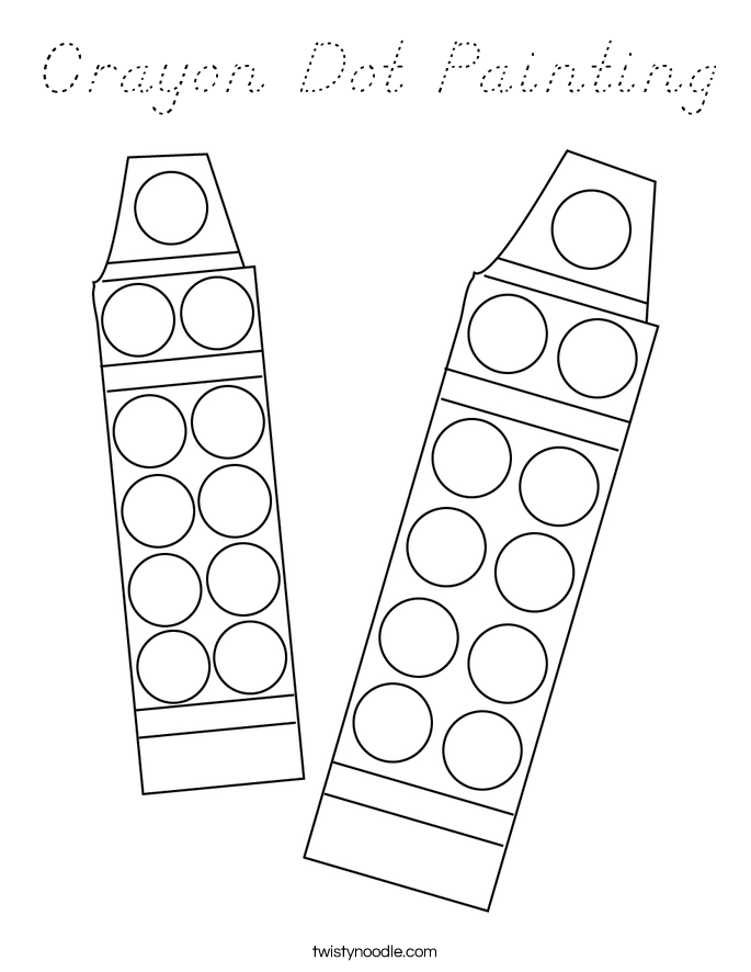 Download Crayon Dot Painting Coloring Page - D'Nealian - Twisty Noodle