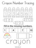 Crayon Number Tracing Coloring Page