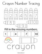 Crayon Number Tracing Coloring Page