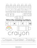 Crayon Number Tracing Worksheet