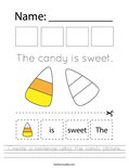Create a sentence using the candy picture. Worksheet