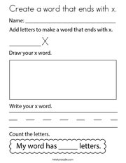 Create a word that ends with x Coloring Page