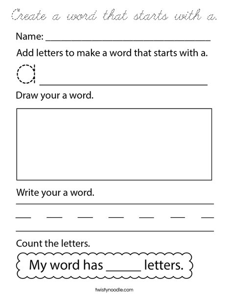 Create a word that starts with a Coloring Page
