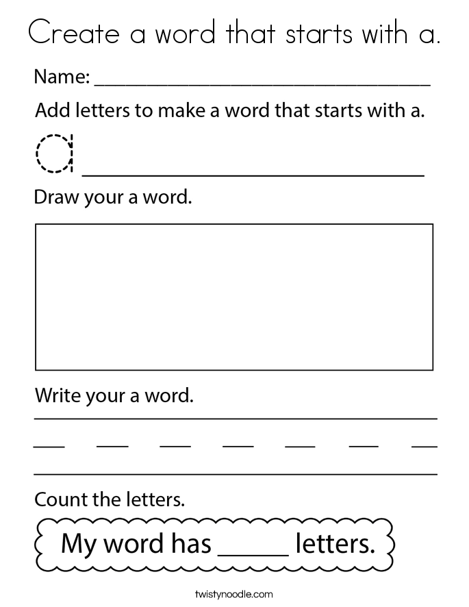 Create a word that starts with a. Coloring Page