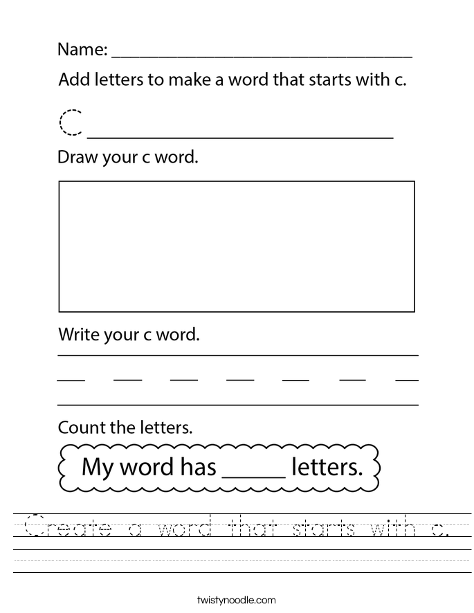 Create a word that starts with c. Worksheet