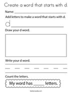Create a word that starts with d Coloring Page