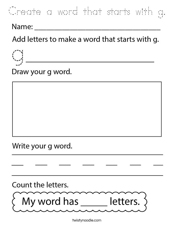 Create a word that starts with g. Coloring Page