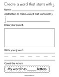 Create a word that starts with j. Coloring Page