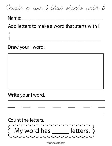 Create a word that starts with l. Coloring Page
