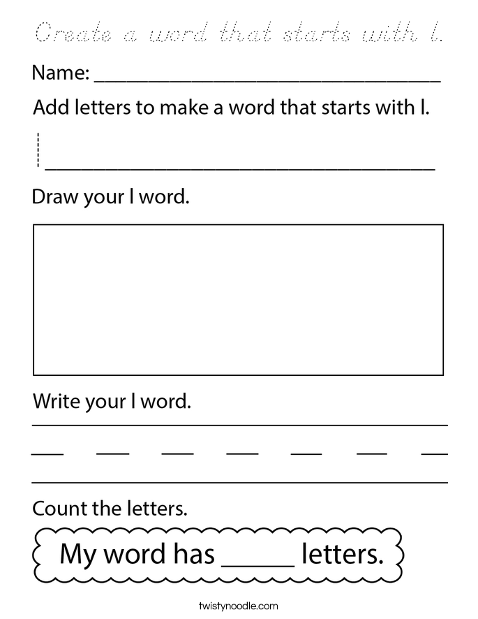 Create a word that starts with l. Coloring Page