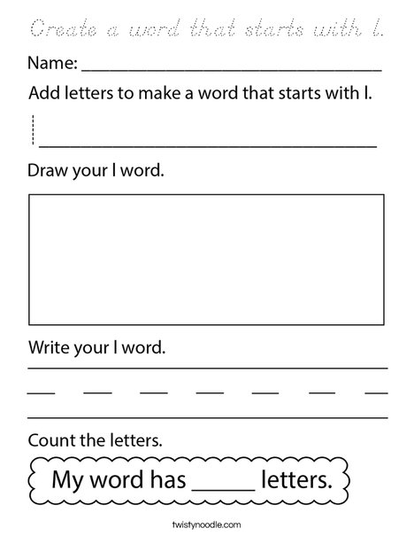 Create a word that starts with l. Coloring Page