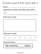 Create a word that starts with o Coloring Page