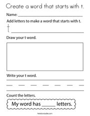 Create a word that starts with t Coloring Page