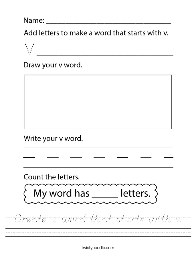 Create a word that starts with v. Worksheet