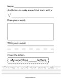 Create a word that starts with v. Worksheet