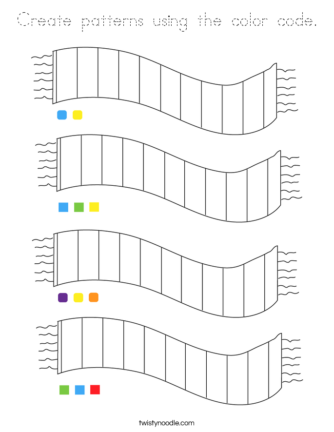 Create patterns using the color code. Coloring Page