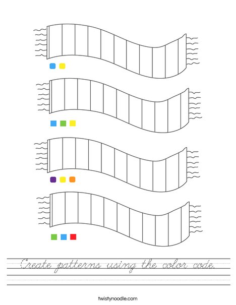 Create patterns using the color code. Worksheet