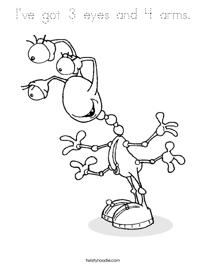 I've got 3 eyes and 4 arms. Coloring Page