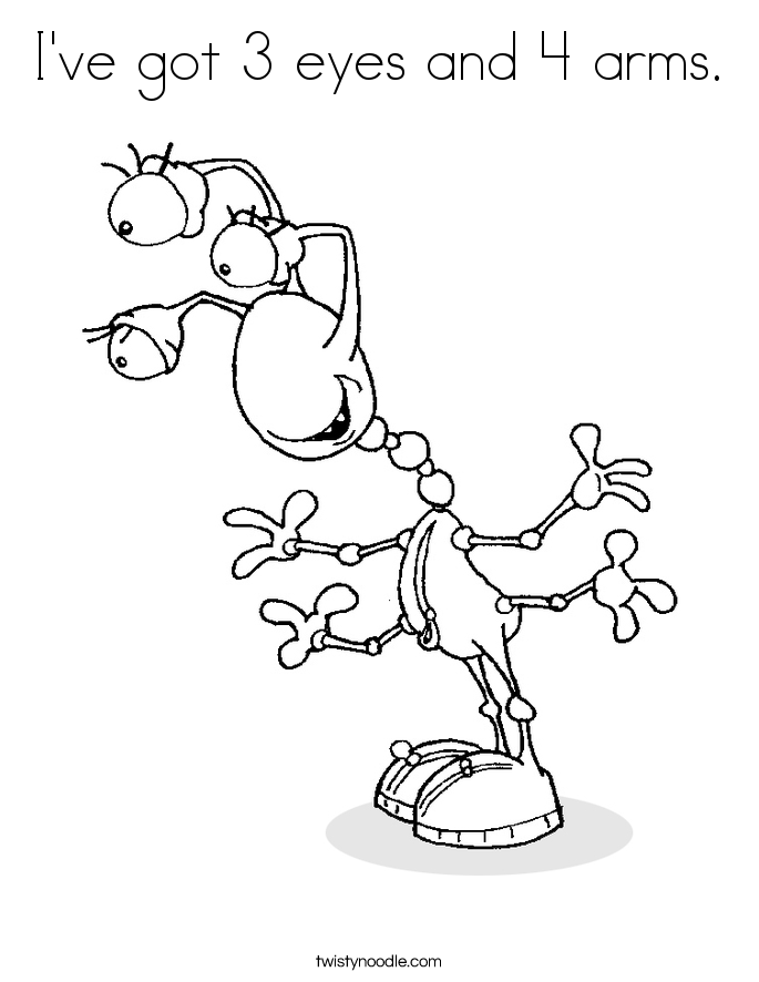 I've got 3 eyes and 4 arms. Coloring Page